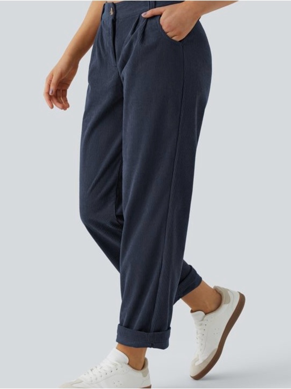 Halara Mid Rise Corduroy Pants | Navy Blue | Size Large